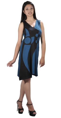 Ladies sleeveless dress with V-neck design. - TATTOPANI