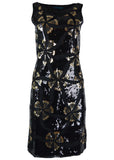 Ladies Black Sleeveless Flower Mini Chinlon Dress. - TATTOPANI