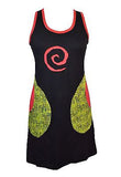 Ladies Sleeveless Patch Work Dress With Side Pocket. - TATTOPANI