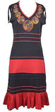 Colorful Neckline Embroidery Cotton Dress - craze-trade-limited