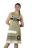 Sleeveless Dress With Circular Patch Design. - craze-trade-limited