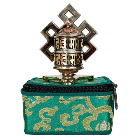 Tibetan Table Prayer Wheel With Eternal Knot Symbol Frame-10.5cm - craze-trade-limited