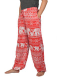 Women's Smocked Waist Elephant Print Harem Trousers. - craze-trade-limited