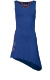 Blue Sleeveless Dress With Colorful Print. - craze-trade-limited