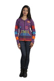 Multicolore Floral Embroidery & Razor Cut Cardigan - TATTOPANI