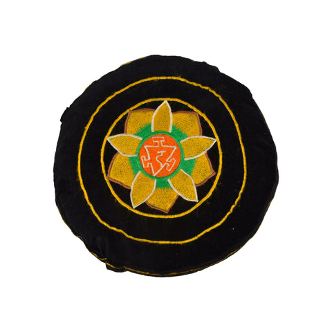 Meditation Cushion-Decorative Seat-With Hand Embroidered Chakra Symbols - TATTOPANI