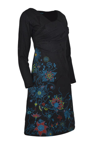 womens-long-sleeve-dress-with-all-over-print-and-floral-embroidery