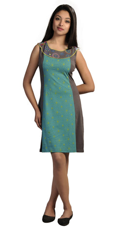 Neckline Embroidery & Circular Pattern Dress. - TATTOPANI