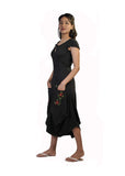 Calf Length Embroidery Short Sleeve Dress.(NO REFUND/ NO EXCHANGE) - craze-trade-limited