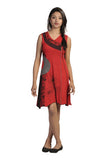 ladies-sleeveless-v-neck-dress-with-colorful-patch-and-embroidery