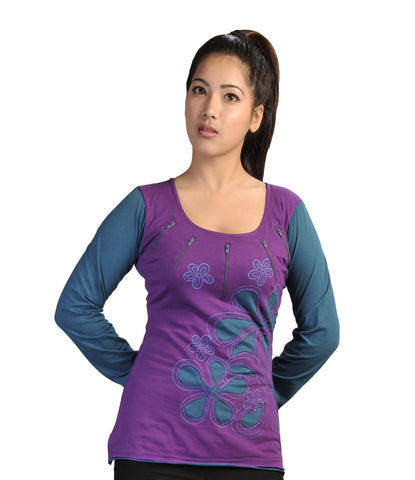 Flower Embroidery and Patch Red Tops - Tattopani Fashion ( Craze Trade Limited)