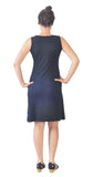 Front Zip Sleeveless Dress With Piping and Patches. - TATTOPANI