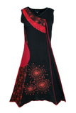 ladies-sleeveless-v-neck-dress-with-colorful-patch-and-embroidery