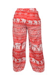 Women's Smocked Waist Elephant Print Harem Trousers. - craze-trade-limited