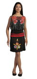 Floral Embroidery Knee-length Mini Skirt - TATTOPANI