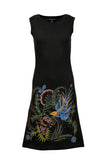 Sleeveless Tunic Dress With Bird Embroidery. (No Refund/ No Exchange) - craze-trade-limited