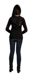 Ladies Black Slim Fit Long Sleeve Sinker Jacket with Dotted Spiral Embroidery