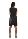 Sleeveless Dress With Side Feather Design Patches. - craze-trade-limited