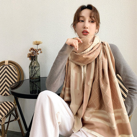 2020 New Winter Scarf Iron Tower Cashmere Shawl Women's Warm Double-Sided Thick Foulard Lady Fashion Bandana Female Pashmina