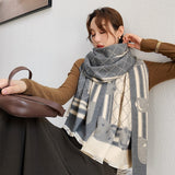 2020 Luxury Brand Scarf Hijab Women Winter Cashmere Thick Shawl Warm Bandana Scarves Female Pashmina Blanket