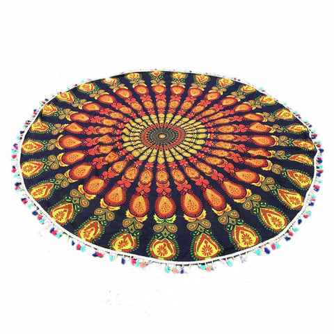 Summer Women Dress Round  Tassel Tapestry Beach Throw Mandala Towel Yoga Mat   Round Beach Cover Up pareo #20 - craze-trade-limited