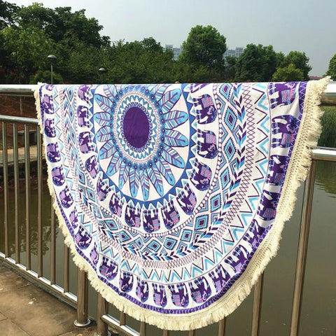 Round Hippie Tassel Tapestry Beach Throw Mandala Towel Yoga Mat Bohemian - craze-trade-limited