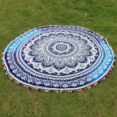 Round Hippie Tassel Tapestry Beach Throw Mandala Towel Yoga Mat Bohemian - craze-trade-limited